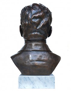 Rear of Rajamani custom bronze portrait